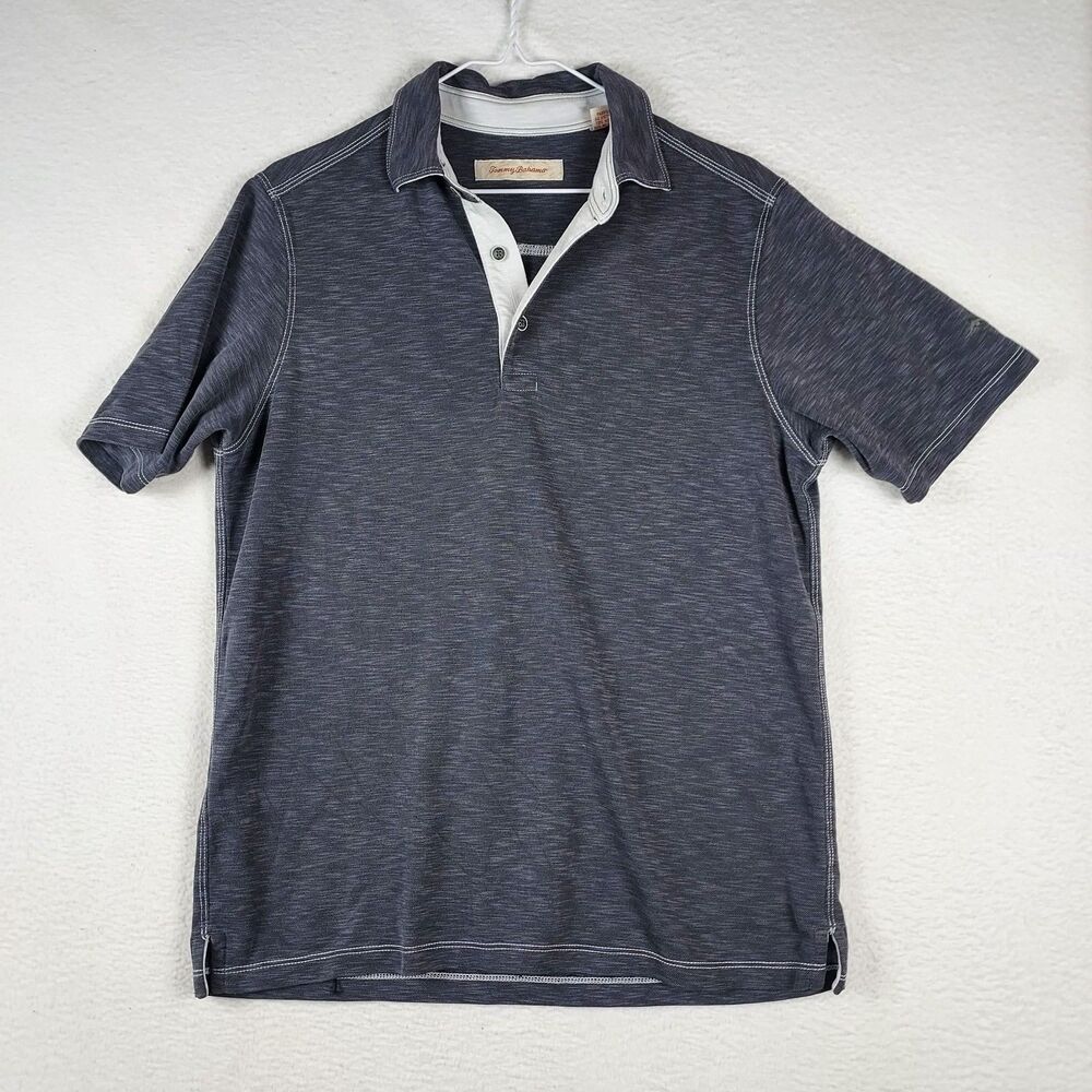 Tommy Bahama Mens Large Polo Shirt Gray Modal Blend Short Sleeve